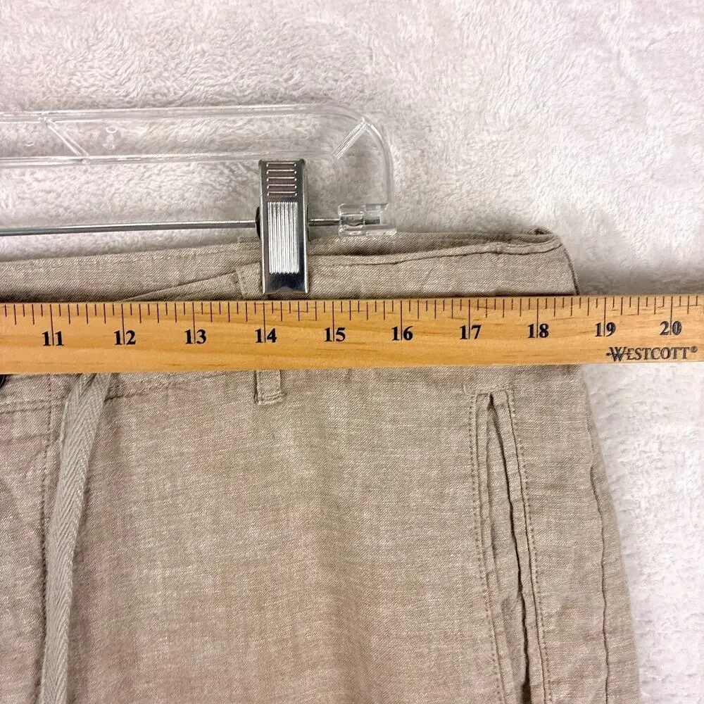 Perry Ellis Pants Mens 34x30 (37x28) Beige Linen Drawstring Beach Summer Preppy
